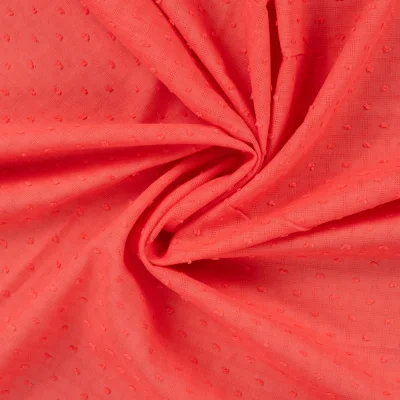 Tissu Voile de Coton Plumetis uni Goyave - Par 10 cm