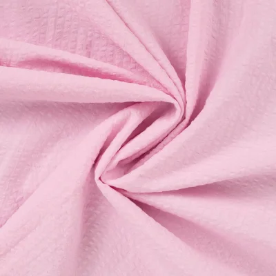 Tissu Seersucker Coton uni Rose - Par 10 cm