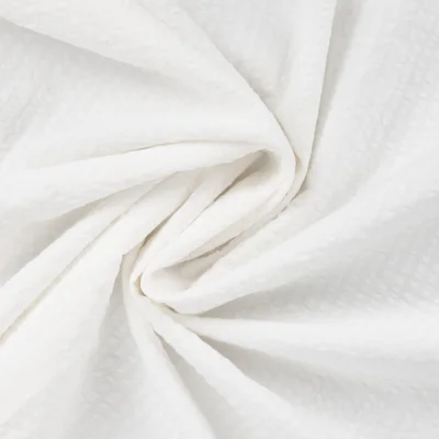 Tissu Seersucker Coton uni Blanc - Par 10 cm