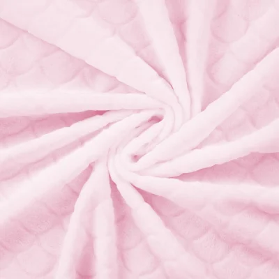 Tissu Minky Ultra doux écailles en relief uni Rose poudré - Par 10 cm