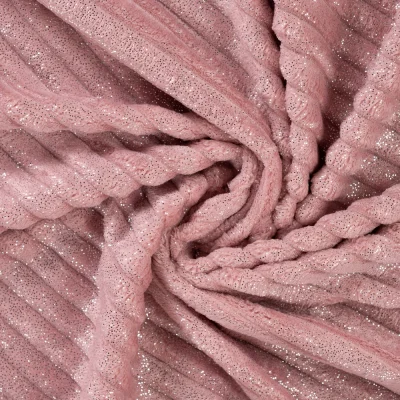 Tissu Minky Ultra doux côtelé pailleté envers doudou Vieux rose - Par 10 cm