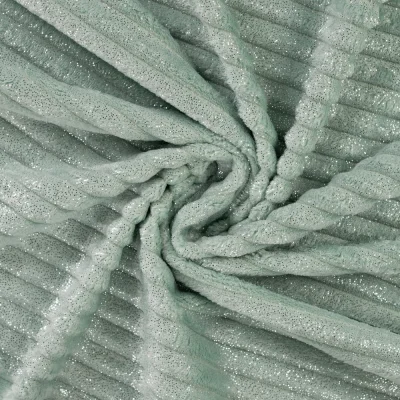 Tissu Minky Ultra doux côtelé pailleté envers doudou Vert menthe - Par 10 cm