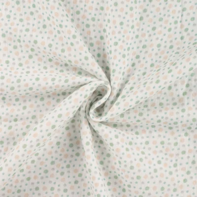 Tissu Double gaze Digital Pois sur fond Ecru - Par 10 cm