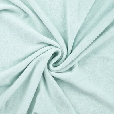 Tissu Jersey Velours Eponge uni Vert d&#039;eau - Par 10 cm