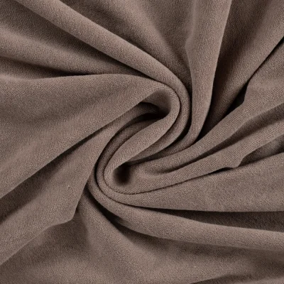 Tissu Jersey Velours Eponge uni Taupe - Par 10 cm