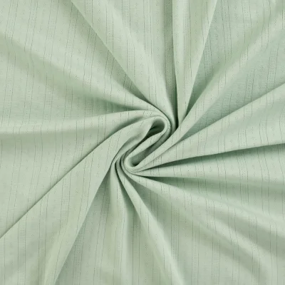 Tissu Jersey Coton ajouré uni Lio Vert amande - Par 10 cm