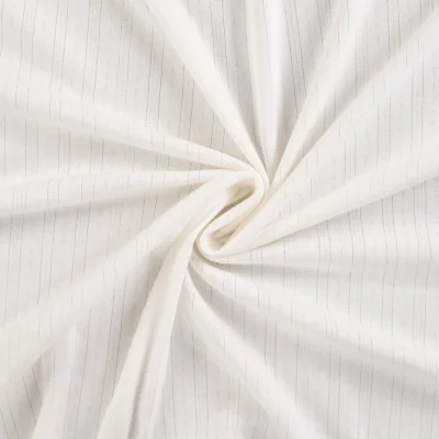Tissu Jersey Coton ajouré uni Lio Blanc cassé - Par 10 cm