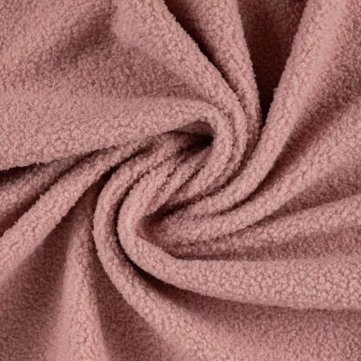 Tissu Bouclette Teddy envers Polaire uni Vieux rose - Par 10 cm