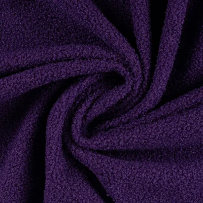 Tissu Bouclette Teddy envers Polaire uni Violet foncé - Par 10 cm