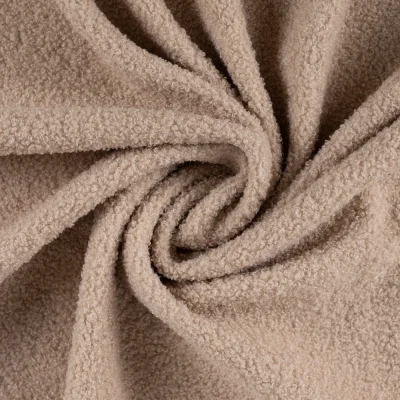 Tissu Bouclette Teddy envers Polaire uni Beige sable - Par 10 cm