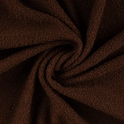 Tissu Bouclette Teddy envers Polaire uni Marron - Par 10 cm