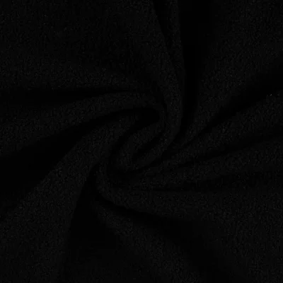 Tissu Bouclette Teddy envers Polaire uni Noir - Par 10 cm