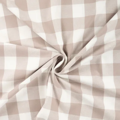 Tissu Flanelle de Coton Chemise à carreaux Beige - Par 10 cm