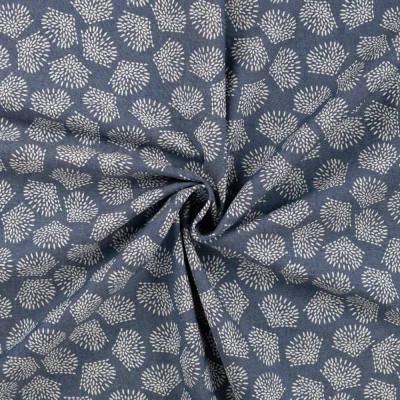 Tissu Chambray Coton Julian sur fond Bleu jean - Par 10 cm