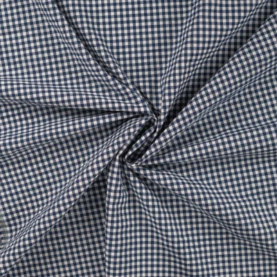 Tissu Seersucker Carreaux Vichy Bleu marine - Par 10 cm