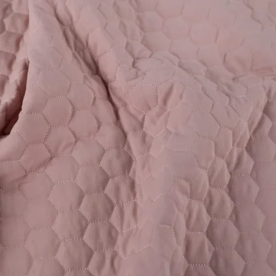 Tissu Coton Sergé Matelassé réversible uni Vieux rose - Par 10 cm