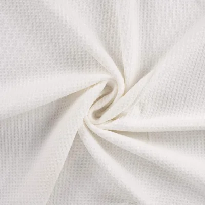 Tissu Nid d&#039;abeille envers éponge uni Bambeluxe uni sweet blanc  - Par 10 cm