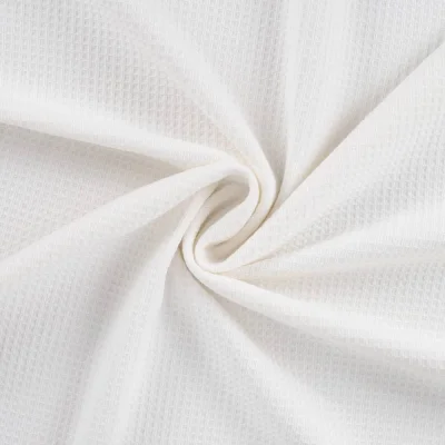 Tissu Nid d&#039;abeille envers éponge uni Bambeluxe Ecru - Par 10 cm