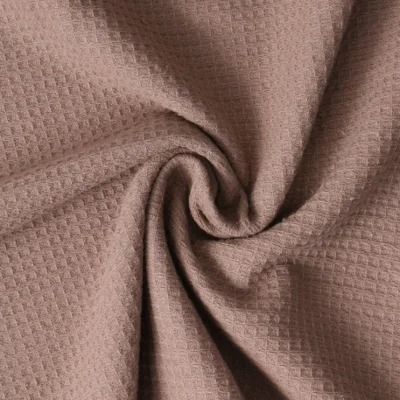 Tissu Nid d&#039;abeille envers éponge uni Bambelux Marron - Par 10 cm