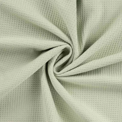Tissu Nid d&#039;abeille envers éponge uni Bambelux Vert sauge - Par 10 cm