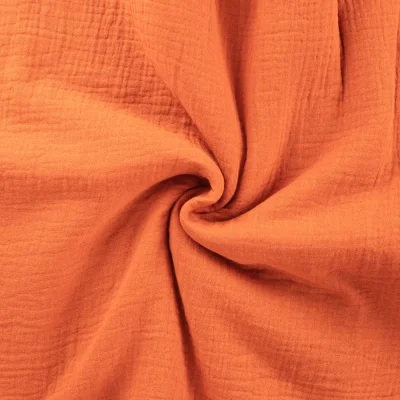 Tissu Double gaze de coton uni Orange fluo - Par 10 cm