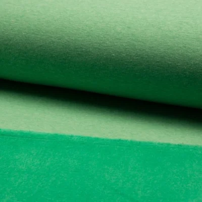 Tissu Sweat  envers minky Vert chiné - Par 10 cm