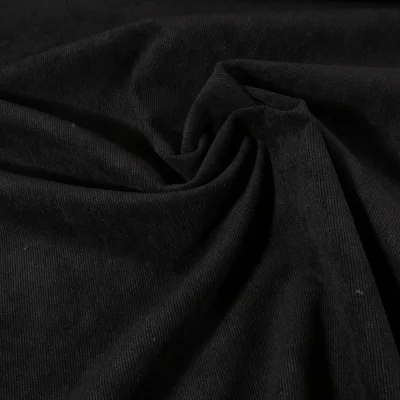 Tissu Velours milleraies uni Noir - Par 10 cm