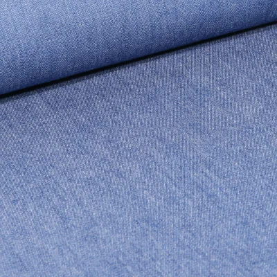 Tissu Chambray de coton uni Bleu jean - Par 10 cm