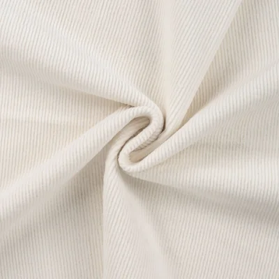 Tissu Velours côtelé stretch uni Blanc cassé - Par 10 cm