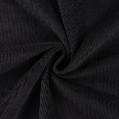 Tissu Velours côtelé stretch uni Noir - Par 10 cm