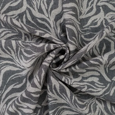 Tissu Viscose texturé Feuillage Organique sur fond Gris ardoise - Par 10 cm