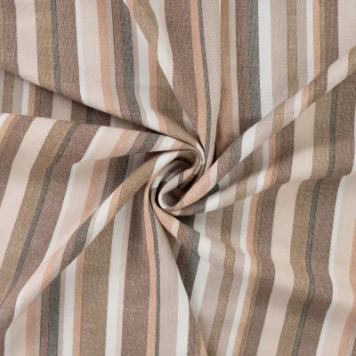 Tissu Viscose extensible Rayures verticales sur fond Beige sable - Par 10 cm