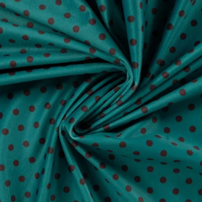 Tissu Velours ras d&#039;habillement digital pois Noir sur fond Bleu pétrole - Par 10 cm