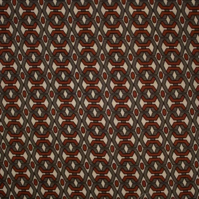 Tissu Viscose Twill Graphic Brown sur fond Beige sable - Par 10 cm