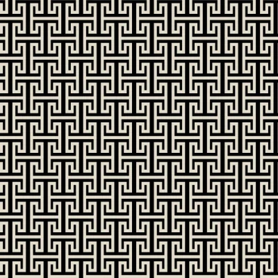 Tissu Viscose stretch Maze écru sur fond Noir - Par 10 cm