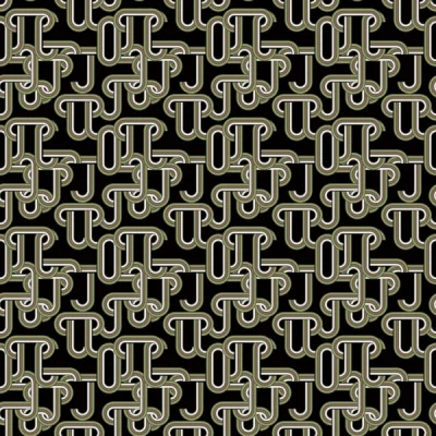 Tissu Viscose Twill Chains kaki sur fond Noir - Par 10 cm