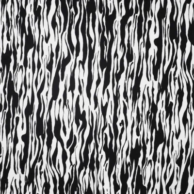 Tissu Jersey Milano lignes blanches sur fond Noir - Par 10 cm