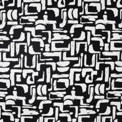 Tissu Jersey Milano motifs blancs sur fond Noir - Par 10 cm