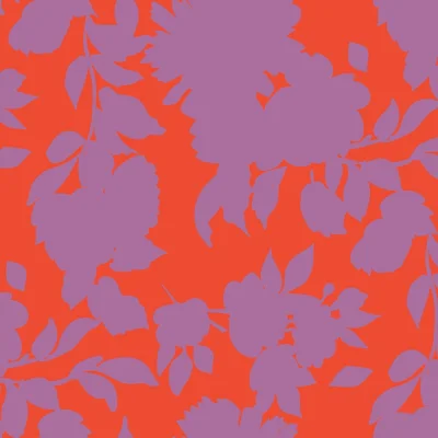Tissu Viscose Chally Fleurs Lavande sur fond Rouge - Par 10 cm