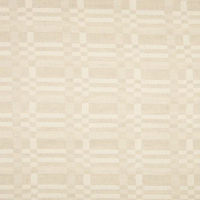Tissu Lin coton  jacquard Graphique sur fond Beige sable - Par 10 cm