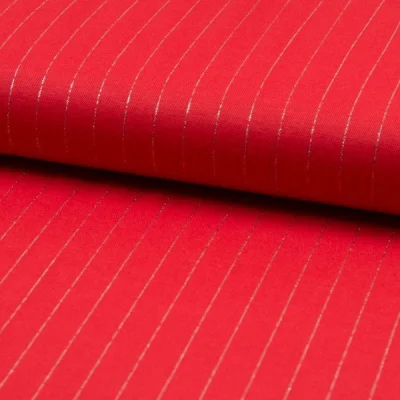 Tissu Polyviscose extensible rayures lurex Rouge - Par 10 cm