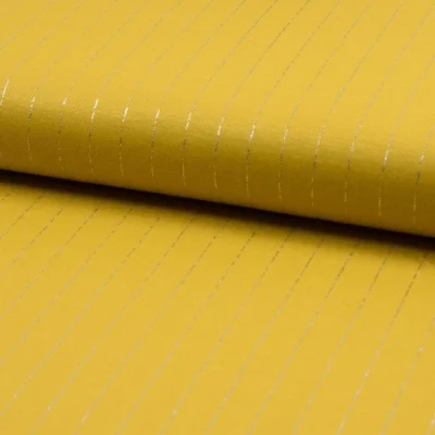 Tissu Polyviscose extensible rayures lurex Ocre - Par 10 cm
