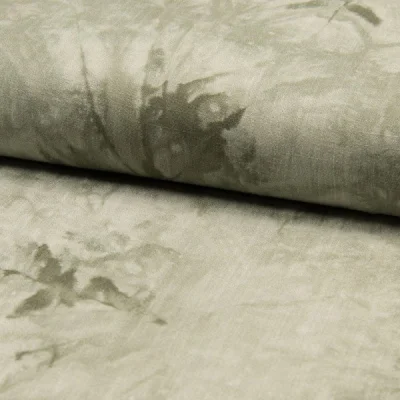 Tissu Viscose texturé Tye and dye sur fond Vert kaki clair - Par 10 cm