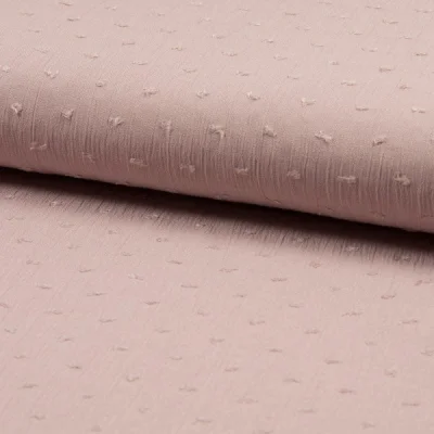 Tissu Plumetis Crépon de viscose Rose pâle - Par 10 cm
