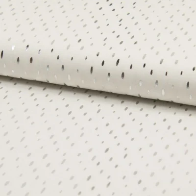 Tissu Viscose  Gouttes métallisées argentées Ecru - Par 10 cm