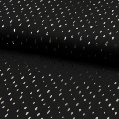 Coupon Tissu Viscose  Gouttes métallisées argentées Noir - Coupon de 30 cm