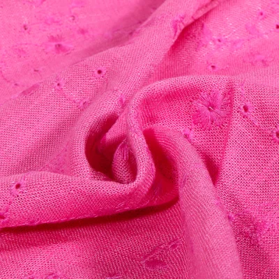 Tissu Lin Viscose Enora sur fond Rose fuchsia - Par 10 cm