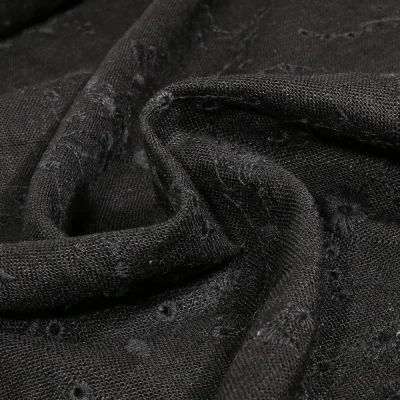 Tissu Lin Viscose Enora sur fond Noir - Par 10 cm