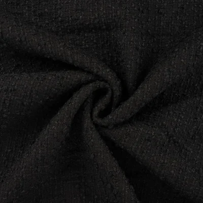 Tissu Bouclette Coco uni Noir - Par 10 cm
