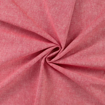 Tissu Lin Coton uni Rouge chiné - Par 10 cm